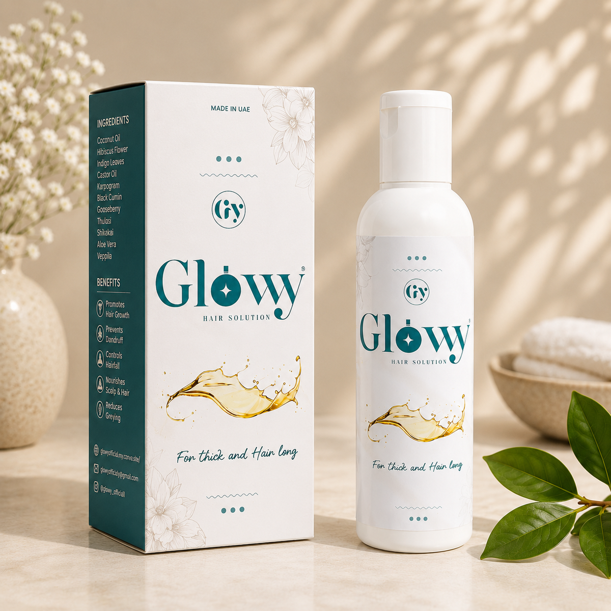 Glowy Hair Solution – Herbal Hair Care for Thicker & Longer Hair | 130 ml